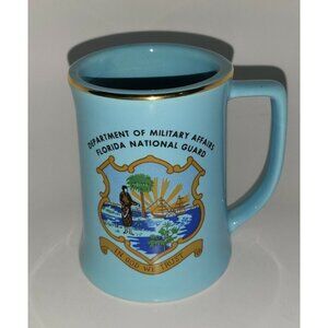 Vintage Department of Military Affairs Florida National Guard Mug Blue Cup RARE!